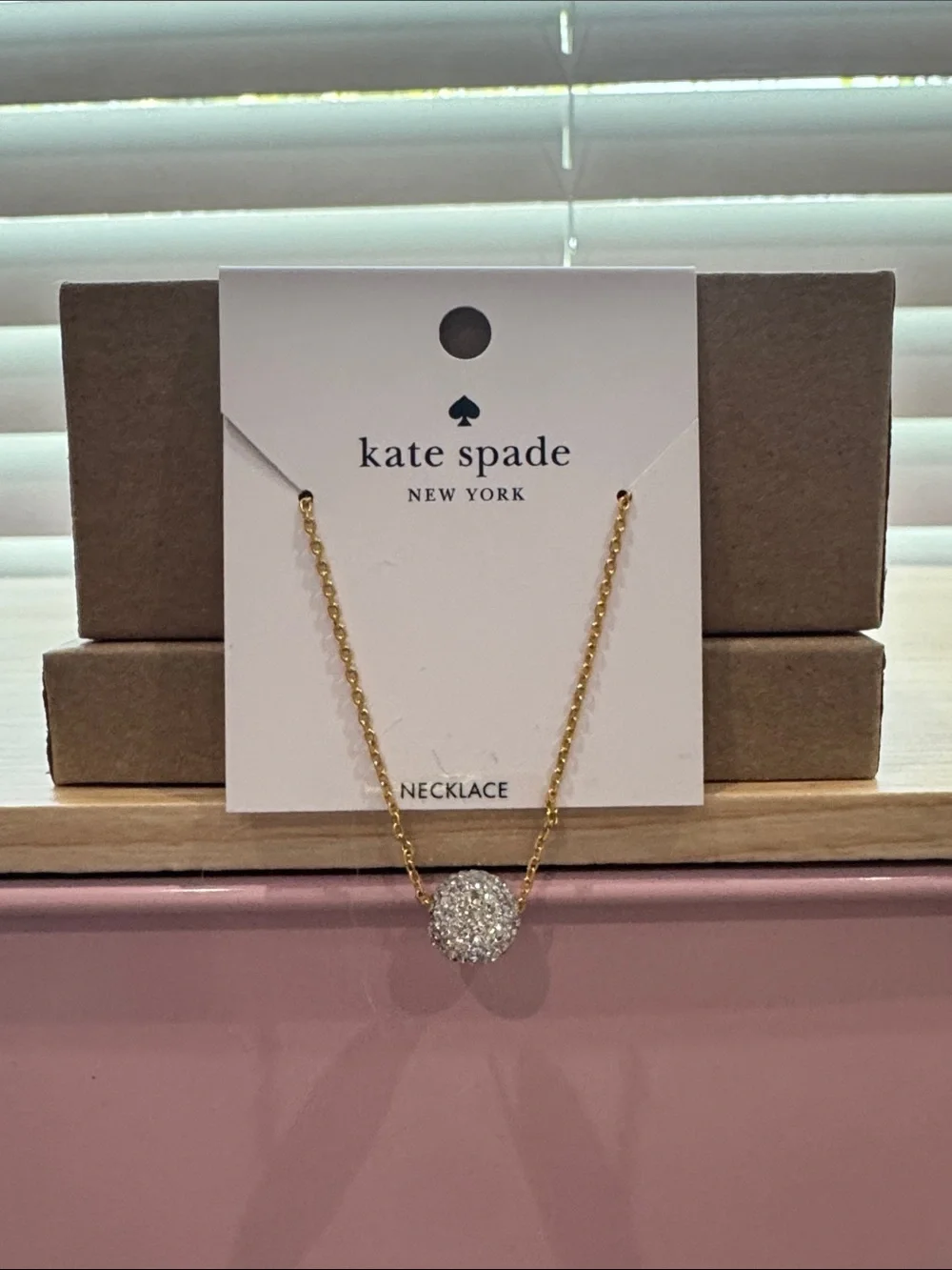 kate spade Gold Crystal Pave Sphere Necklace